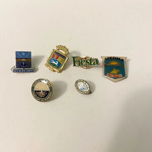 Vintage Lot of 6  Assorted Pins Venezuela Rio Negro Sevilla Ville de Baie Comeau
